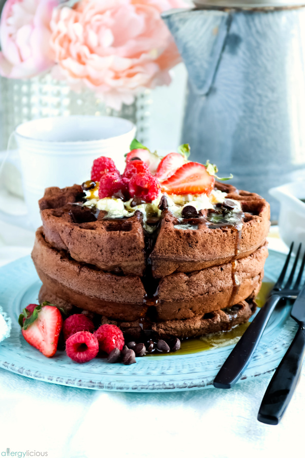 Chocolate Chip Brownie Waffle Cake (vegan & nut free)