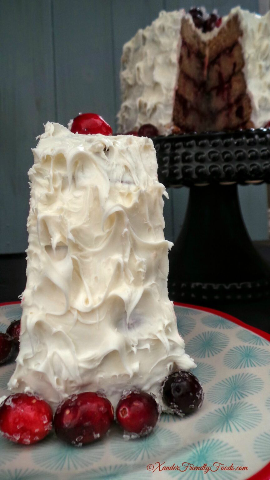 Vegan Eggnog Cake with Cranberry Glaze Allergylicious