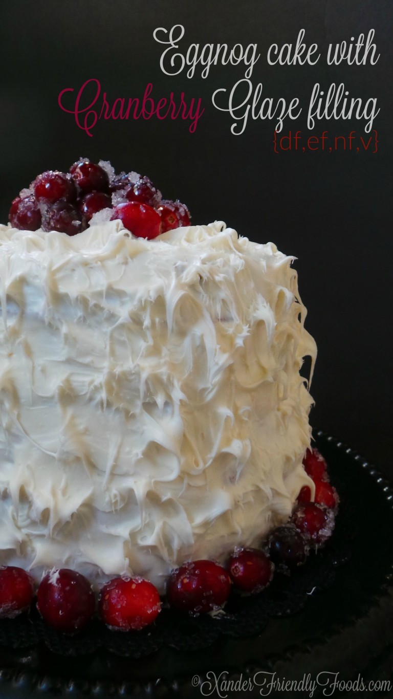 Vegan Eggnog Cake with Cranberry Glaze Allergylicious