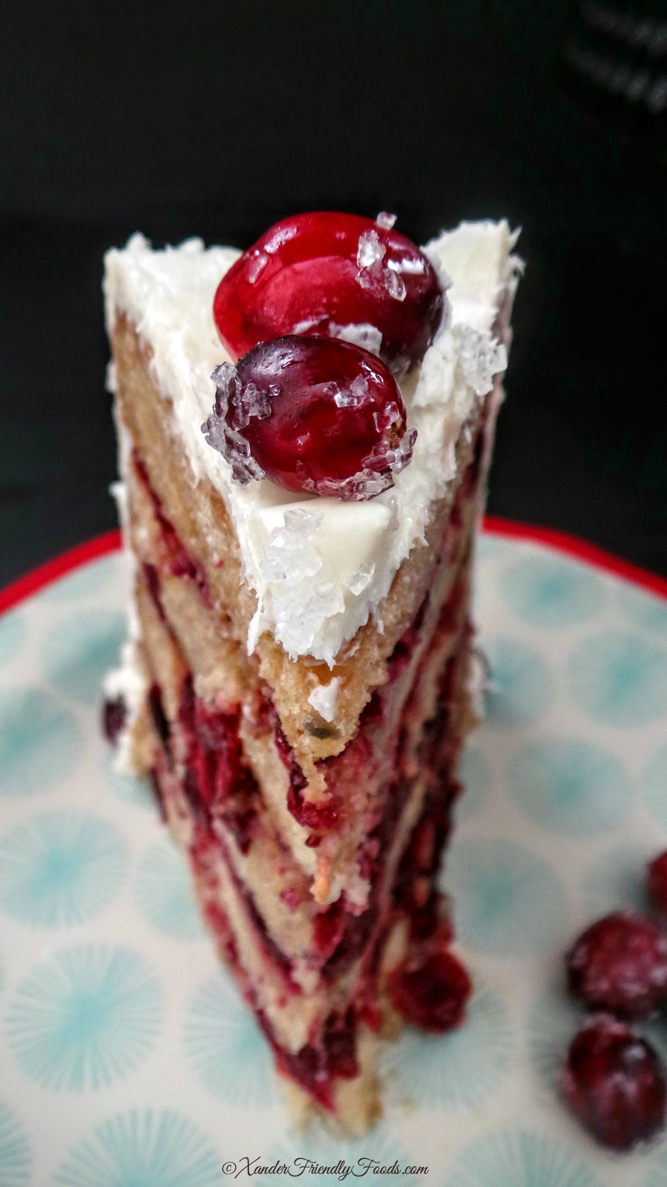 Vegan Eggnog Cake with Cranberry Glaze