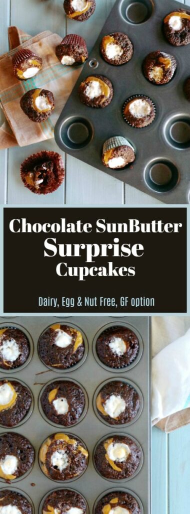 Chocolate Sunbutter Surprise Cupcakes