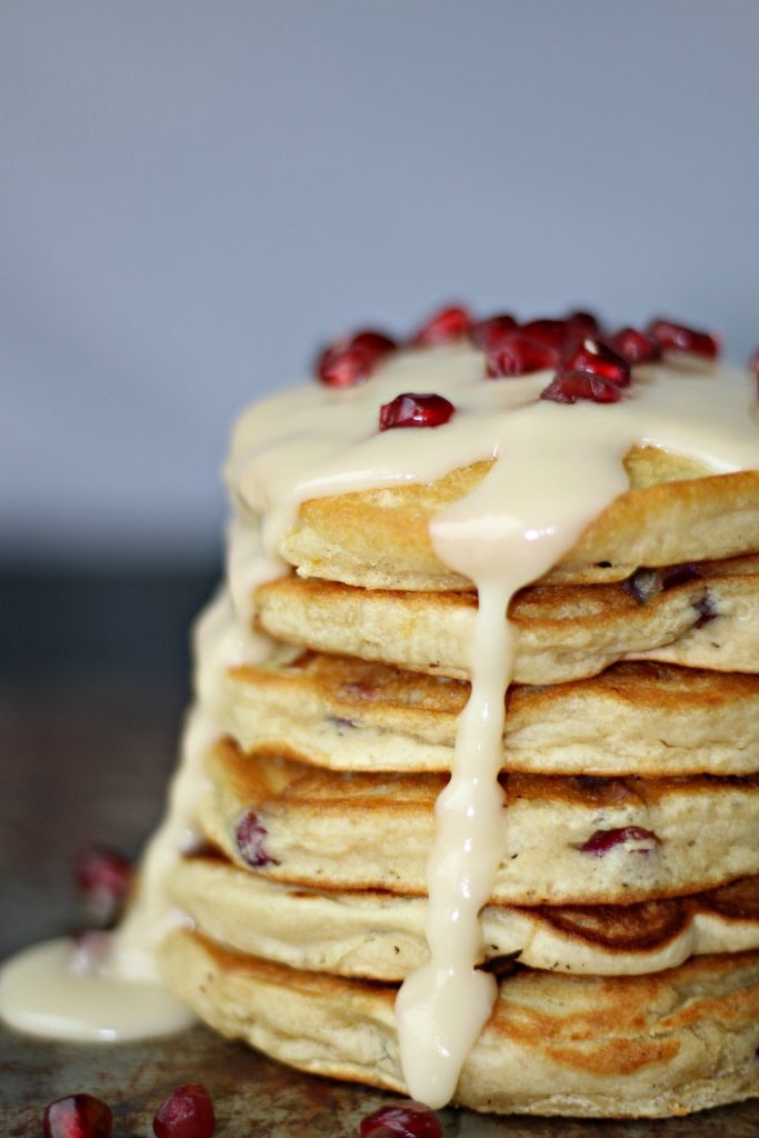 Beautiful & elegant pancakes, bursting with flavors of orange and fresh pomegranate.