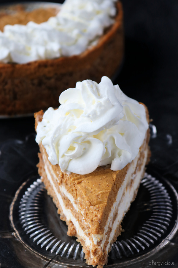 Vanilla Pumpkin Swirl Cheesecake {vegan, gf, nf} - Allergylicious