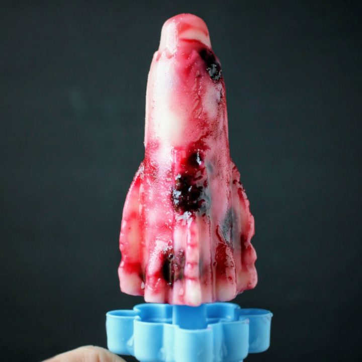 Homemade frozen yogurt pops with fresh berri swirl