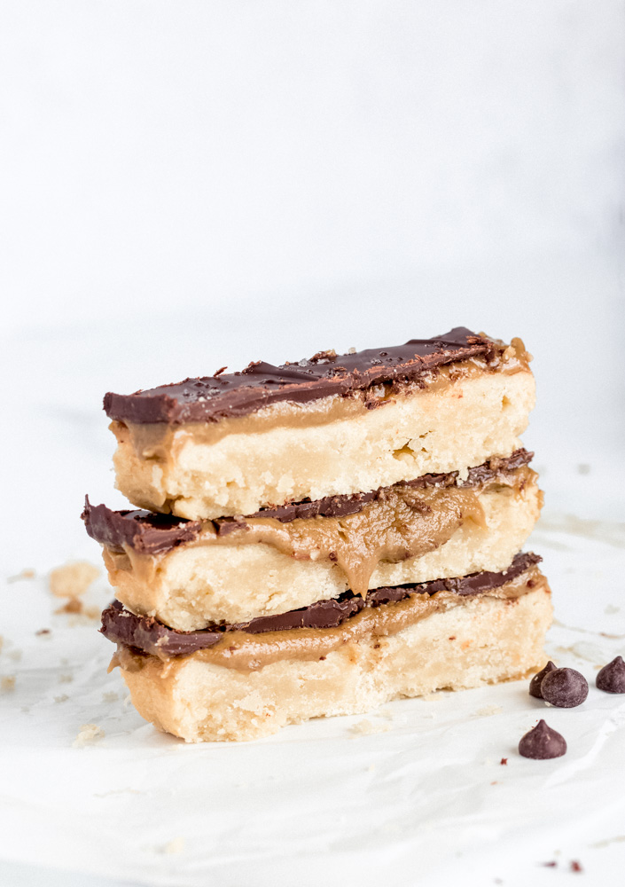 gooey homemade twix bar vegan