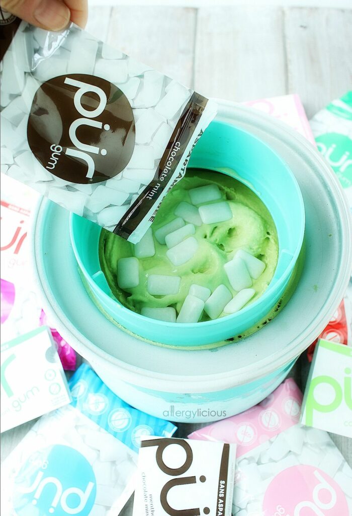 You won't believe this Chocolate Mint BubbleGum Nice Cream is actually healthy! Thanks to PUR gum and a few special ingredients.