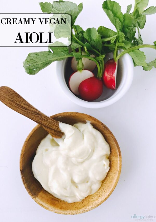 This garlic-infused, Creamy Vegan Aioli can be made in less than 5 minutes and it's completely free of dairy, egg, soy, gluten or nuts.