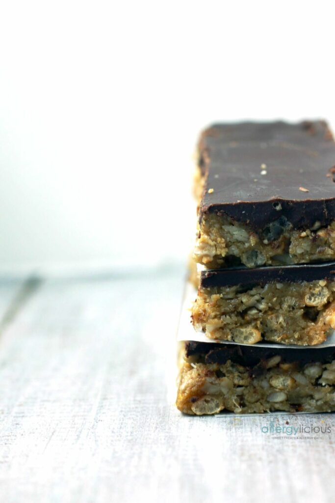 Agave sweetened, no bake, chocolate coated, snack bar that tastes just like a candy bar with a little less guilt.