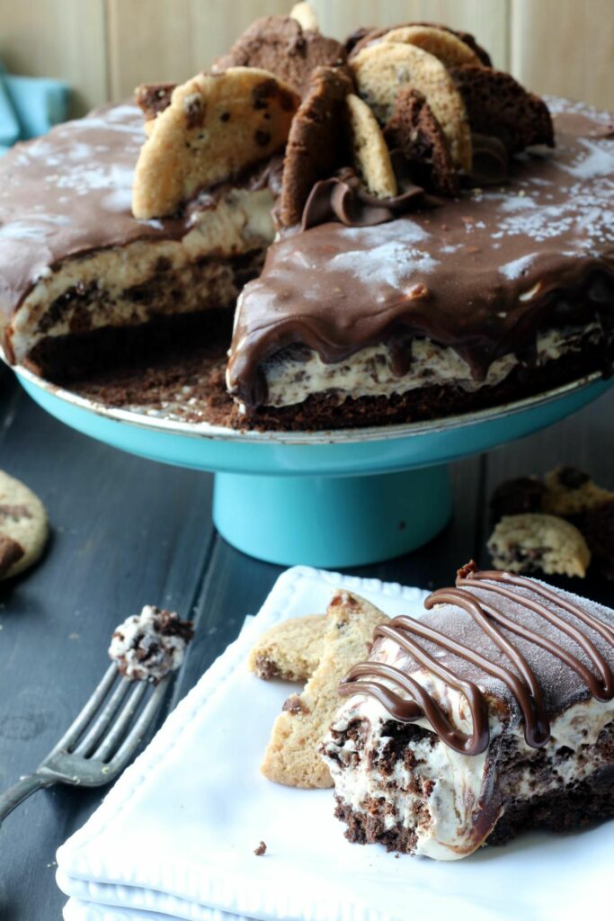 Wow your friends with this homemade Brookie Ice Cream Cake (allergy-free)