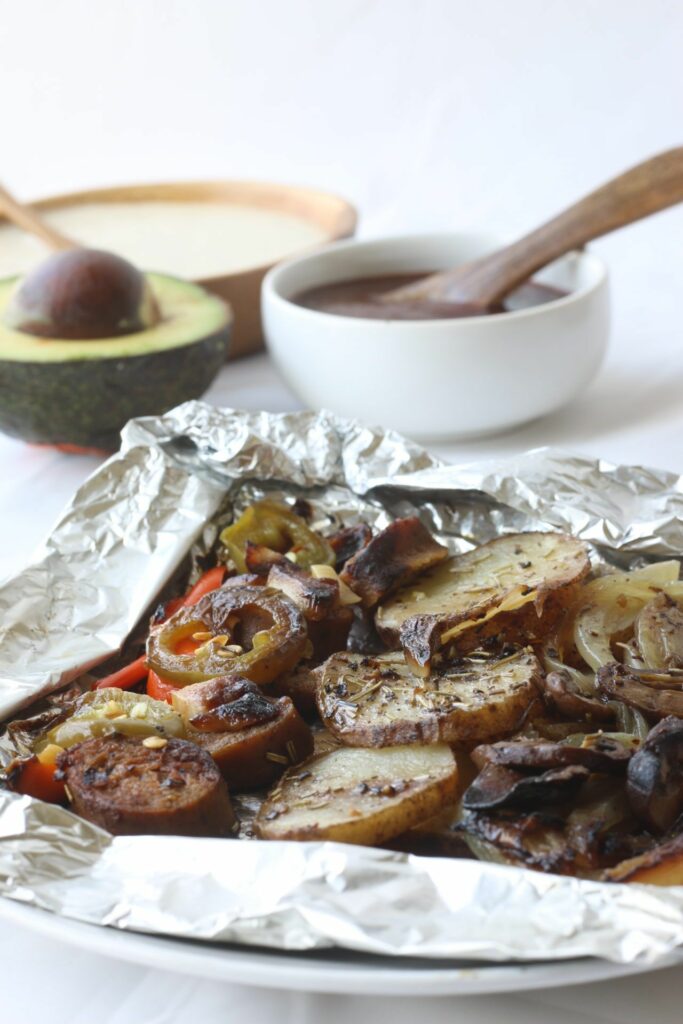 Potato & Veggie Foil Pack Dinner is easy & delicious, seasoned with herbs and grilled to perfection . 