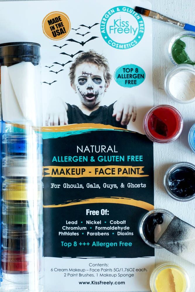 Looking for allergy-free Halloween make-up, to turn your little princess into a goblin?  Look no further with Kiss Freely!