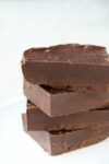 This easy chocolate fudge is smooth, creamy, and extra chocolatey. All you need is one bowl, 2 ingredients, and a microwave!