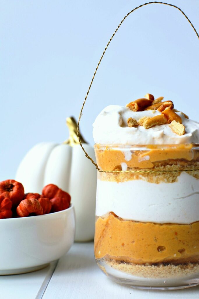 This no-bake pumpkin cheesecake parfait is the ultimate sweet ending to your holiday feast. Vegan & Gluten-free