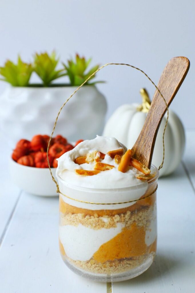 This no-bake pumpkin cheesecake parfait is the ultimate sweet ending to your holiday feast. Vegan & Gluten-free