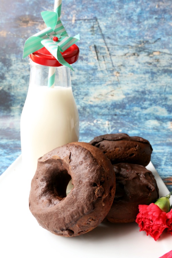 Chocolate donuts with vegan milk