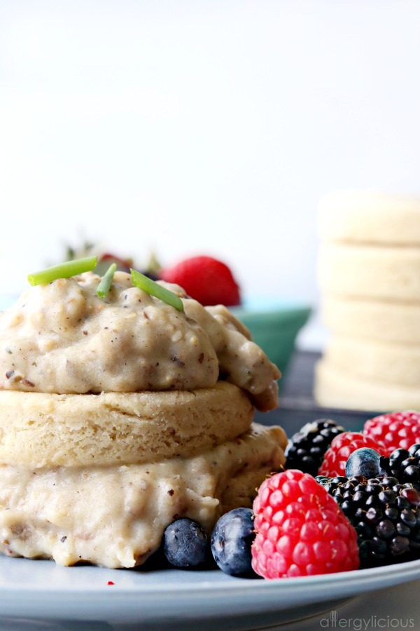 Biscuits and Gravy with berries on the side