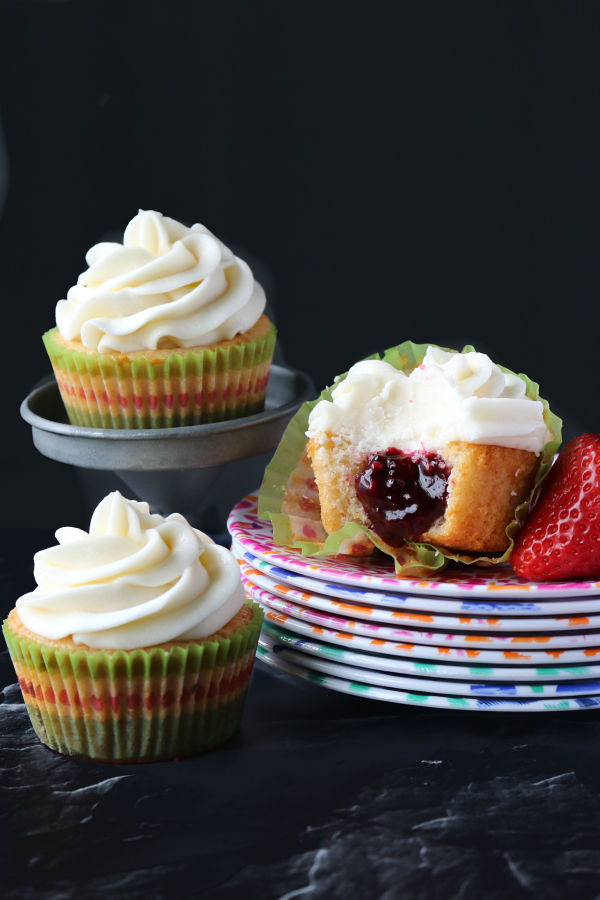 bite of berry filled cupcakes