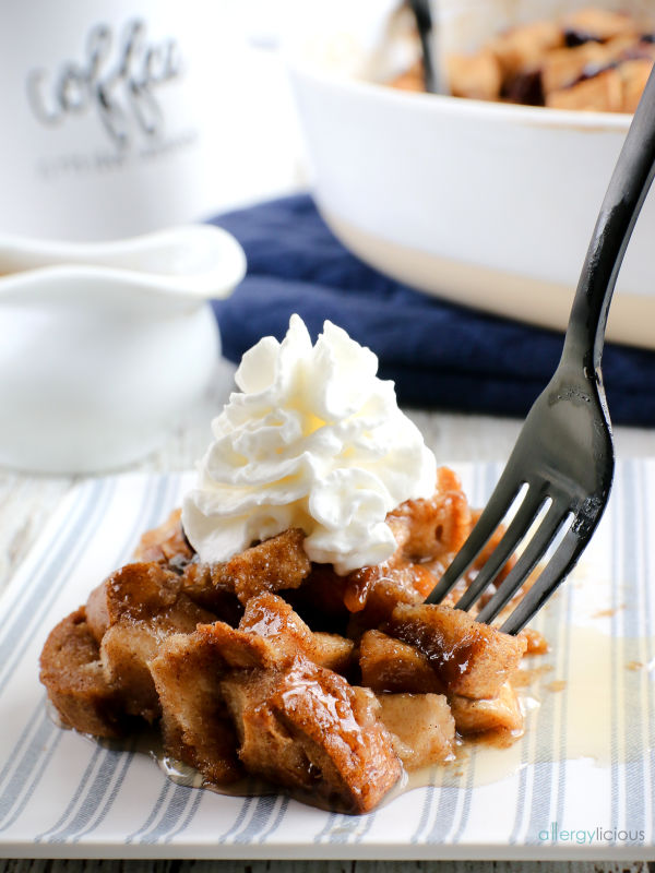 Vegan Bread Pudding with Rum Sauce (gluten-free, nut-free)