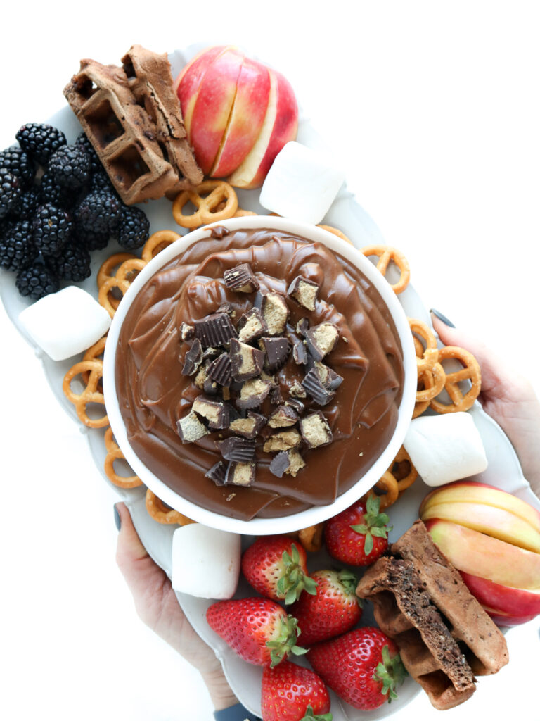 Plated fresh fruit, dippers and SunButter Party Dip