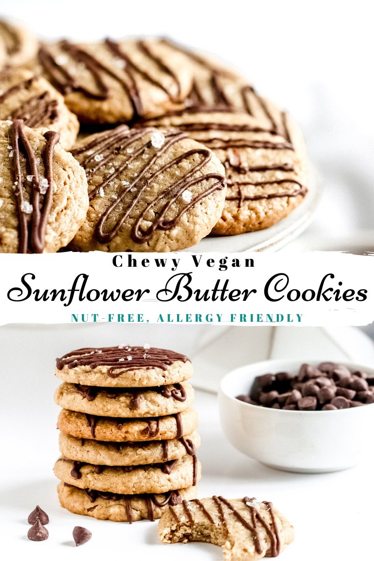 Easy Chewy Sunflower Butter Cookies Vegan Gluten free, Nut free