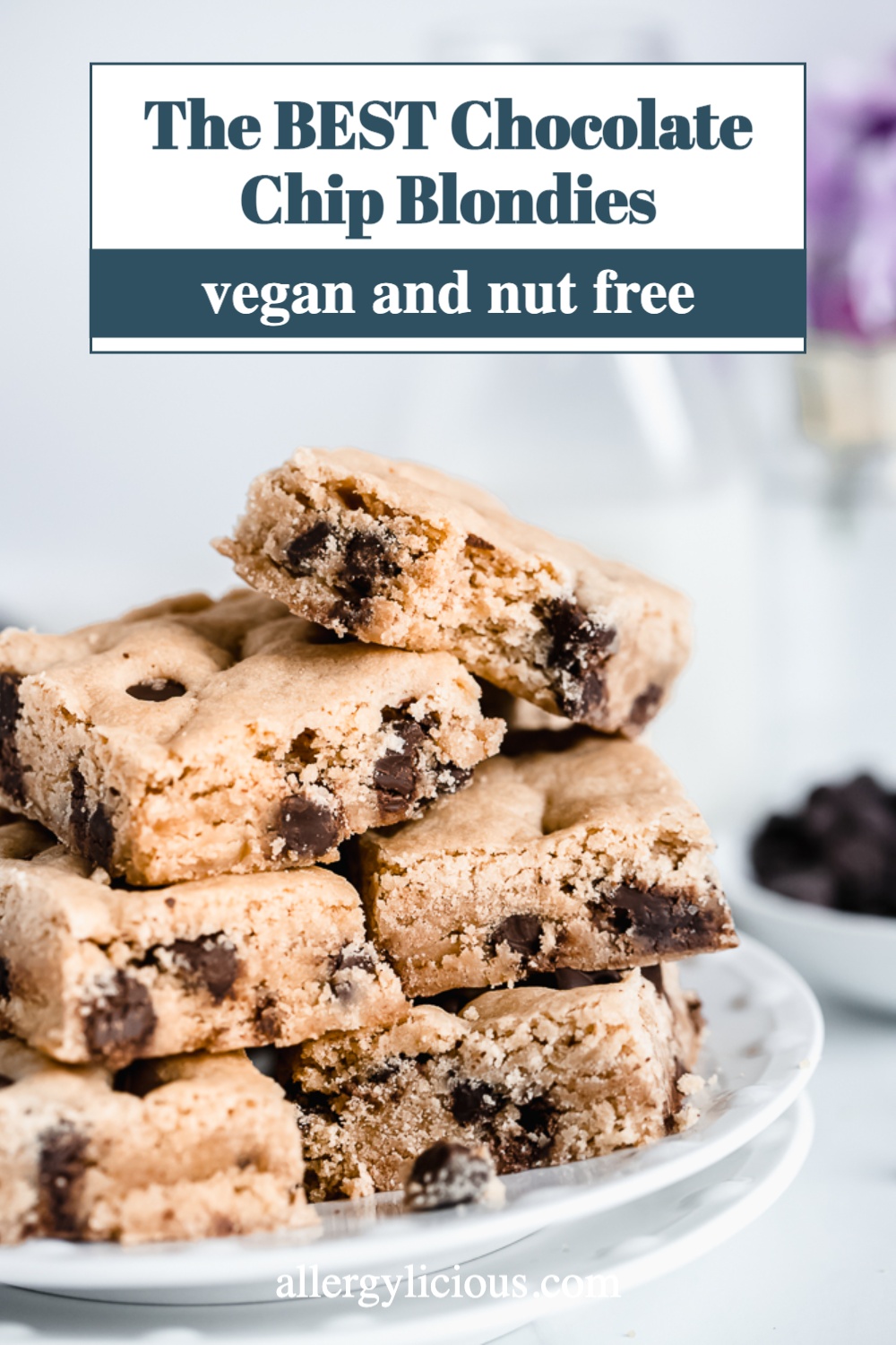 The BEST Chocolate Chip Blondies (Vegan + Nut free) Allergylicious