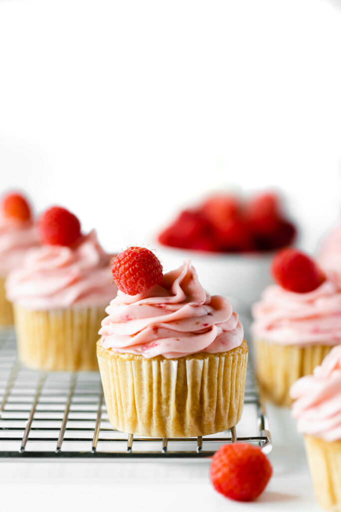 Vanilla Cupcakes with Raspberry Buttercream