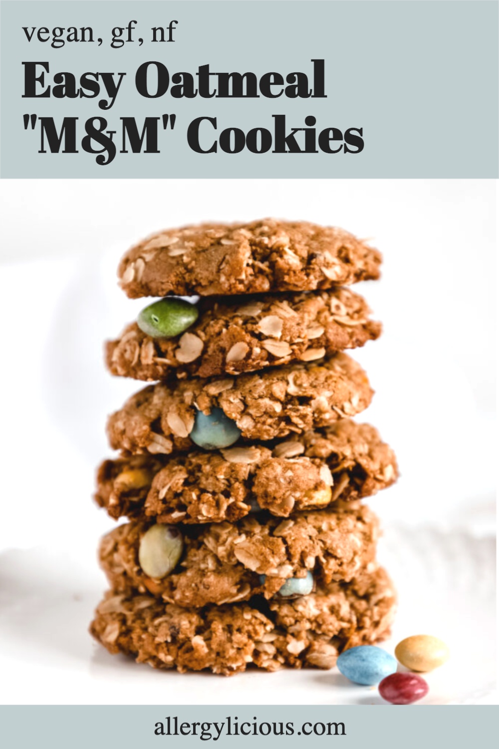 Easy to Make, Vegan Oatmeal M&M Cookies with SunButter Allergylicious