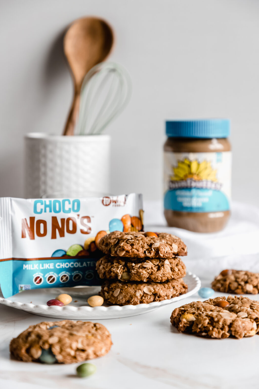 Easy to Make, Vegan Oatmeal M&M Cookies with SunButter Allergylicious